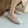 Zapatos Mary Jane planos estilo francés, nueva moda otoño 2026, punta cuadrada, corte bajo, correa con hebilla, zapatos de abuela para mujer