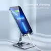 Soporte Metálico de Aleación de Aluminio para Teléfono/Tableta: Altura y ángulo ajustables, Plegable y portátil, Compatible con dispositivos de 12.9 pulgadas