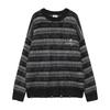 Suéter de rayas retro de marca de moda de estilo americano para hombre, otoño e invierno, nuevo suéter de cuello redondo de estilo perezoso de nicho de moda.