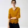 Cardigã de cashmere com capuz em tricô de cable para mulheres, novo suéter de tricô liso para outono e inverno, casaco quente solto e versátil