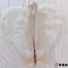 Meias de Seda Pretas Body Sexy com Cinta-liga Ultra Finas Anti-gancho Meias de Seda Teladas com Renda Ajustável Meias de Seda para Mulheres