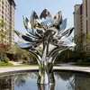 Escultura Luminosa de Aço Inoxidável Feita Sob Medida pelo Fabricante para Parques ao Ar Livre, Praças, Imóveis, Fontes, Escultura de Anel Espelhado Abstrato