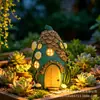 Atmosfera criativa pátio hera casa na árvore em forma de artesanato de resina jardim ornamento movido a energia solar decoração de casa