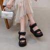 Sandalias de Verano con Suela Gruesa y Volantes Nuevo Estilo 2026 Chanclas Abiertas para Mujer Chanclas Lisas de Color Sólido