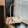 Bolsa Pequena de Bolinhas com Laço para Mulheres 2025 Nova Moda Bolsa Baguete Seersucker Verão Nicho Comutador Bolsa de Ombro