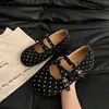 Zapatos de Mujer Mary Jane con Tacón Oculto Punta Redonda Estilo de Corte Bajo Doble Correa Hebilla 2026 Otoño Nuevo Retro Lunares