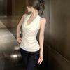 Nuevo Chaleco Top Halter Estilo Coreano 2025 para Mujer, Nuevo Blanco sin Mangas Diseño Moderno Top Corto