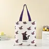 Bolsa de tela artística de Halloween em estoque, bolsa de compras tote de abóbora peculiar, bolsa de presente para reunião anual, suporta personalização