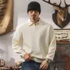 Suéter Retro Americano con Cuello de Gaviota para Hombre, Estilo Primavera y Otoño, Marca Trendy Holgada, Tejido Casual Simple con Cuello Polo para Hombre, Temporada de Otoño