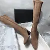 Colección nueva de otoño/invierno 2026, moderna, estilo coreano: Botas de tacón alto con punta cuadrada, ajustadas, elegantes y gráciles, que no sobrepasan la rodilla