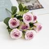 Ramo de rosas artificiales de 7 cabezas para bodas, con flores decorativas para el camino, flores falsas, adornos florales para el hogar, flores de seda al por mayor