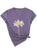 Let It Daisy Amazon Ebay Sitio Independiente Camiseta Casual de Manga Corta con Cuello en V a la Moda y con Estilo Camiseta Básica para Mujer