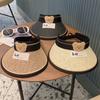 Sombrero de sol para niños con protección solar, diseño de oso, para verano, para exteriores, con parte superior vacía, ala grande, plegable, protección UV para niños y niñas