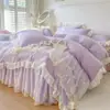 2026 Nuevo Estilo Algodón Acolchado Encaje Faldón de Cama Juego de Cuatro Piezas - Serie Milán