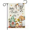 Bandera de Jardín de Elfo de Calabaza y Hoja de Arce de Acción de Gracias Transfronteriza Fondo de Otoño Bandera Decorativa Bandera Colgante para Jardín Exterior