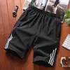 Pantalones Cortos de Tres Rayas de Alta Calidad para Hombre, Estilo Delgado de Verano, Casual Deportivo, Pierna Recta, Corte Holgado, Tallas Grandes, Pantalones de Longitud Media