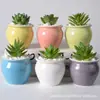 Conjunto de Vasos de Cerâmica para Suculentas, Simples e Estiloso, Estilo Fresco Internacional, Vasos Redondos Coloridos para Plantas de Varanda
