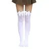 Meias Longas de Veludo Branco Leite Meia-Panturrilha Verão Finas Femininas Cor Pura Estilo Preppy Meia 3/4 Over-The-Knee