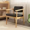 Silla de Comedor Nórdica de Madera Maciza con Asiento Blando, Silla de Ocio Estilo Japonés con Reposabrazos y Respaldo, Silla de Escritorio, Silla de Maquillaje, Silla para Tienda de Té con Leche