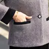 Elegante abrigo corto para madres, para otoño e invierno, pelo sintético de visón, ropa para mujeres de mediana edad y mayores, top de lana a cuadros