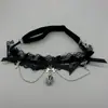 Corona de encaje rojo original de princesa oscura Lolita, anillo de encaje para pierna, cadena de pierna con lazo de especias JK gótico sexy