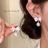 Pendientes de Perlas con Lazo de Lunares para Mujer, Pendientes de Lujo Ligero y de Gama Alta, Modernos y Versátiles para el Trabajo, Pendientes de Diseño Nicho