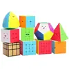 Set de Cubos Mágicos Qiyi Serie Completa 3x3, 2x2, 4x4, 5x5, Forma de Hoja de Arce, Superficie de Espejo Juguetes Educativos para Niños