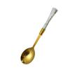 Cuchara de Acero Inoxidable para Comer, Mango de Cerámica de Imitación, Cuchara para Sopa de Postre para el Hogar, Cuchara para Arroz para Estudiantes, Cuchara Redonda, Estilo Tendencia Nacional