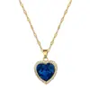 Colar Cruzado Azul Popular de Amor para Mulheres, Temperamento de Luxo Leve, Cheio de Diamantes, Corrente de Clavícula Fashion e Versátil, Aço Titânio Que Não Desbota