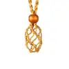Collar Tejido con Colgante de Malla de Piedra Temu Transfronterizo Bolsillo de Malla Telescópico Ajustable Colgante de Malla Tejido a Mano con Cuentas de Madera