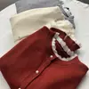 Suéter de Punto de Encaje de Alta Gama Estilo Coreano para Mujer, Color Sólido, Versátil, Elegante, Chaqueta Cardigan Corta de Punto