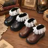 Botines de Encaje de Moda para Niñas 2026 Otoño/Invierno Botas Individuales para Niños Calientes de Felpa Suela Suave Botas Martin Botas para Niños Pequeños