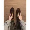 Populares Versátiles Zapatos Retro Marrones Gruesos de Tacón Alto para Mujer 2025 Nuevos Zapatos de Tacón Mary Jane Marrones Gruesos para Aumentar la Altura