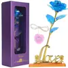 Caja de regalo con ventana para el Día de San Valentín, caja de regalo con papel de aluminio dorado y oro rosa, rosa con base, rosa dorado, rosa hecho a mano