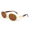 Gafas de Sol Metálicas Ovaladas para Mujer, Gafas Europeas y Americanas, Gafas Retro de Alta Gama para Fotografía Callejera, Gafas de Sol para Hombre, Gafas Planas