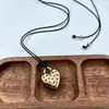 Collar de Cordón Largo de Cuero con Colgante de Corazón Estilo Ins Coreano y Japonés Personalidad Chica Picante Moda Y2K Tendencia Accesorio de Ropa Versátil
