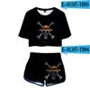 2019 anime japonês direto pequeno mar 3D manga curta exposto umbigo camiseta shorts terno feminino
