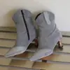 Botas de moda botas cortas europeas y americanas de tacón medio puntiagudo talla grande botas de mujer 40 transfronterizas 50 botas de jinete pedrería comercio exterior nuevas