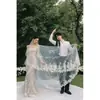 Véu de Renda Inglesa para Noiva Fotografia ao Ar Livre Estúdio Cauda Longa Casamento no Gramado Props para Fotos de Influenciadores Sessão de Fotos de Estilo