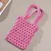 Bolsa para Teléfono Móvil Tejida a Mano de Malla Hueca Bolso de Mano Informal de Moda Bolso de Playa de Punto para Vacaciones de Verano en la Costa