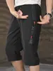 Pantalones Cortos Delgados de Verano para Hombre con Bolsillos, Cremallera, Shorts Deportivos Rectos Holgados de Seda de Hielo, Shorts Casuales Grandes, Largo 7/8