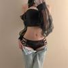[Personalizado] Lingerie de Renda Sexy para Mulheres, Lingerie Respirável e Confortável que Cobre os Quadris, Lingerie Feminina com Recorte Cruzado de Alça Fina
