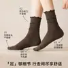 Calcetines de Lana para Mujer, Calcetines Negros de Encaje a Media Pantorrilla para Otoño e Invierno Combinados con Mocasines, Calcetines Largos Cálidos para Maternidad