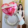 Anel de Diamante Proposta Novo de Grande Porte Transfronteiriço Balão de Folha de Alumínio Dia dos Namorados Decoração de Loja Adereços para Fotos Atacado