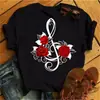 Nueva Harajuku Mujer;s Camiseta Moda Creativa Reose Musical