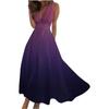 Vestido maxi feminino novo de verão 2023, moda, estampa digital, decote V, sem mangas