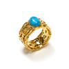 Anillo Retro Europeo y Americano de Acero Inoxidable con Oro de 18K Ahuecado Ojo de Gato para Mujer Ins Nicho de Alta Gama Versátil