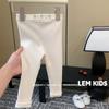 Ropa Infantil Coreana para Niñas Color Crema Primavera 2025 Jeans para Niños Pequeños y Niñas Jóvenes con Encaje, Pierna Recta Estilo Coreano Casual