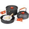 Set de Cocina Portátil para Camping al Aire Libre Aleación de Aluminio Oxidación Dura Combinación de Olla Tetera Hervidor para 2 Personas 3 Personas Utensilios de Cocina Vajilla