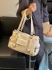 Bolsa de Lona Grande Capacidad Estilo Dulce-Cool Transfronteriza, Bolso de Mano Versátil y Único, Bolso de Hombro Sencillo, Bolso Cruzado para Viajes Diarios